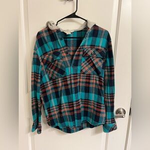 Men’s Eleven Paris Blue Flannel Hoodie in Medium